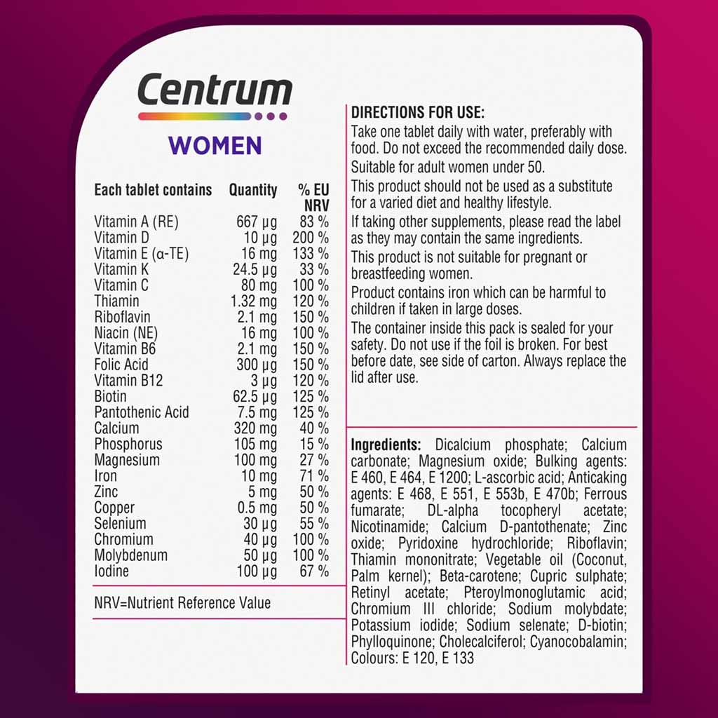 Centrum Women's Multivitamin Supplement Tablets, Pack of 60's - Easy Pharmacy LLC