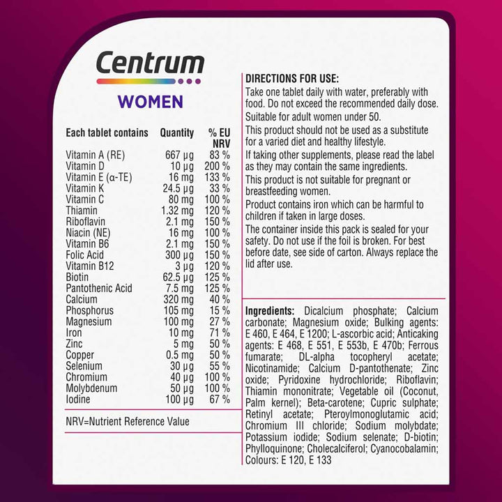 Centrum Women's Multivitamin Supplement Tablets, Pack of 60's - Easy Pharmacy LLC