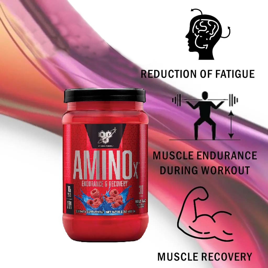 BSN AMINOx Powder With BCAAs For Endurance And Recovery, Blue Raz 435g - Easy Pharmacy LLC