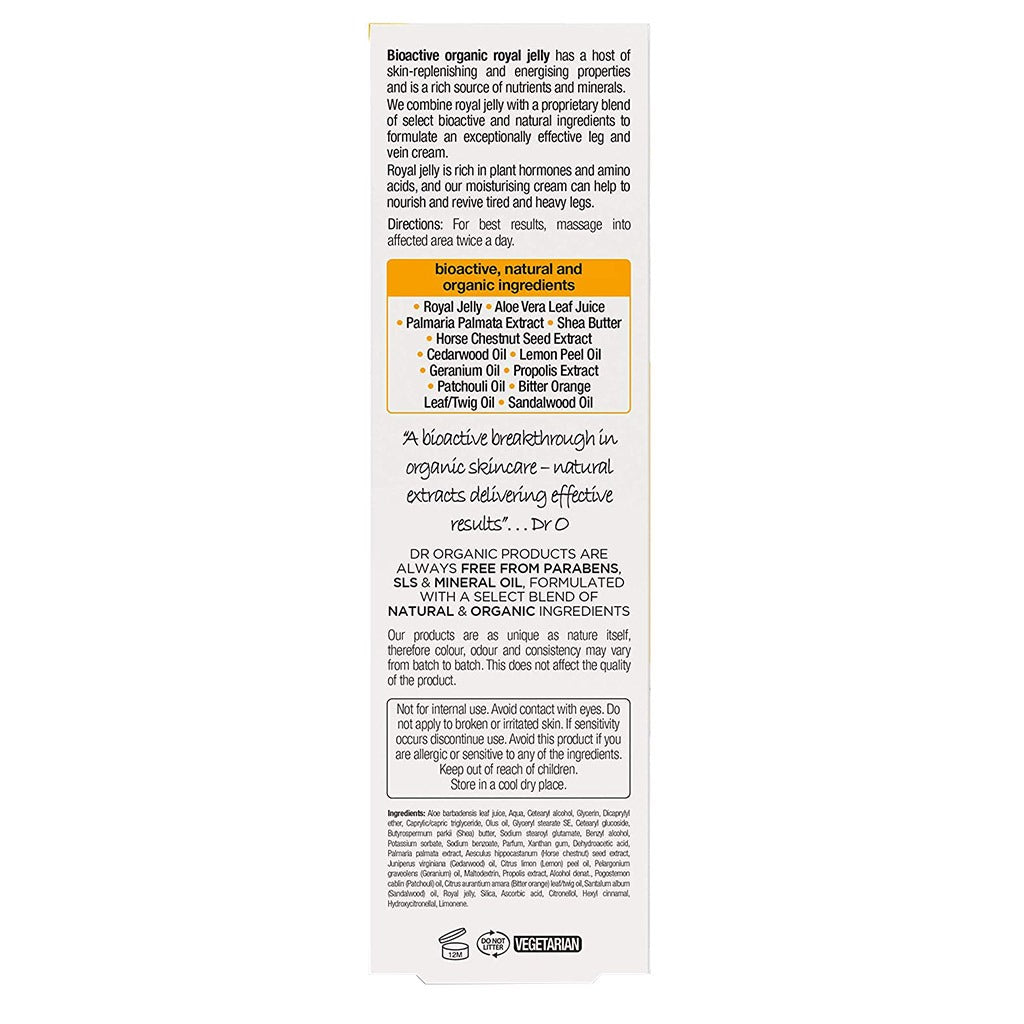 Dr.Organic Royal Jelly Leg And Vein Cream 200 mL - Easy Pharmacy LLC