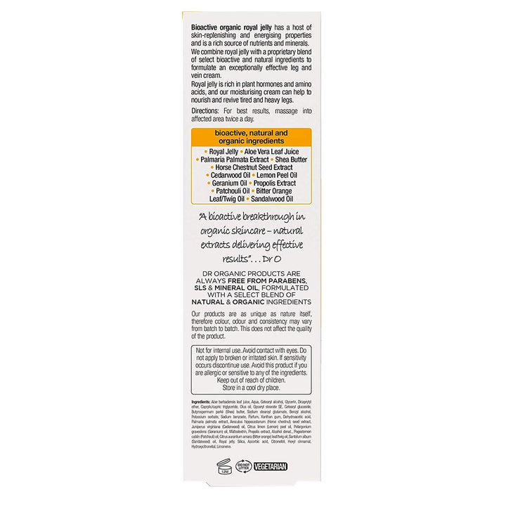 Dr.Organic Royal Jelly Leg And Vein Cream 200 mL - Easy Pharmacy LLC