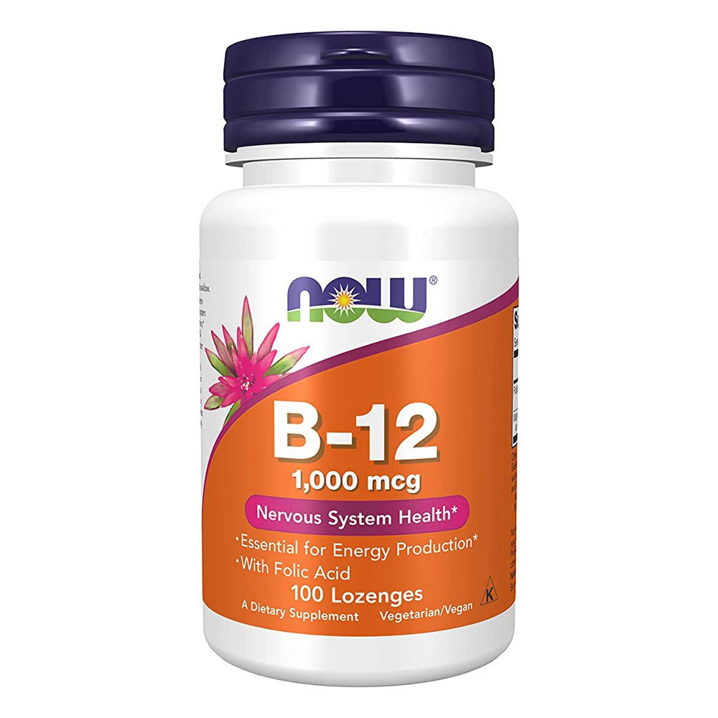 Now B-12 1000 mcg Lozenges With Folic Acid For Energy Production & Healthy Nervous System, Pack of 100's - Easy Pharmacy LLC