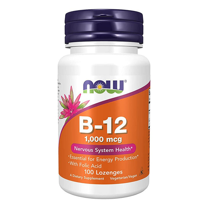 Now B-12 1000 mcg Lozenges With Folic Acid For Energy Production & Healthy Nervous System, Pack of 100's - Easy Pharmacy LLC