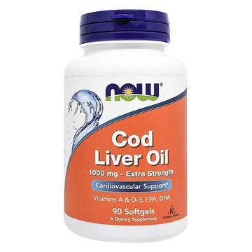Now Extra Strength 1000 mg Cod Liver Oil Softgels, 90 Count