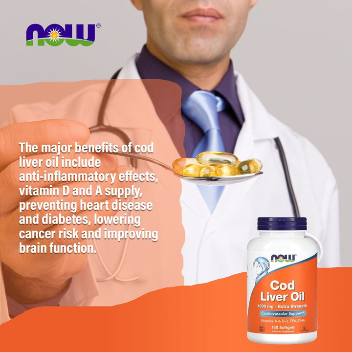 Now Extra Strength 1000mg Cod Liver Oil Softgels, Pack of 90's - Easy Pharmacy LLC