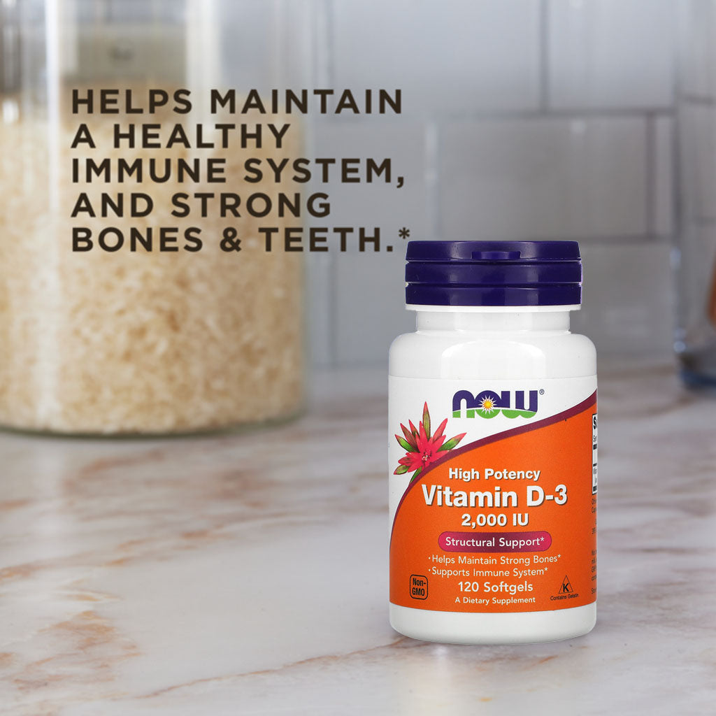 Now High Potency Vitamin D3 2000IU Softgels For Strong Bones & Immune Support, Pack of 120's - Easy Pharmacy LLC