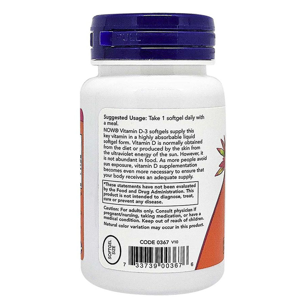 Now High Potency Vitamin D3 2000IU Softgels For Strong Bones & Immune Support, Pack of 120's - Easy Pharmacy LLC
