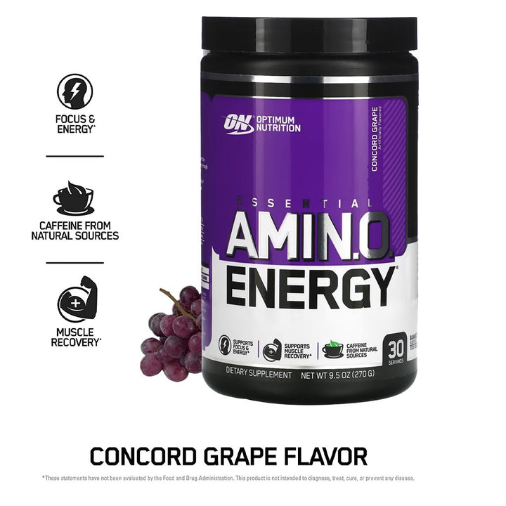 Optimum Nutrition Essential Amino Energy COptimum Nutritioncord Grape 270g 30 Servings - Easy Pharmacy LLC