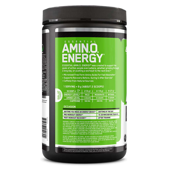 Optimum Nutrition Amino Energy For Energy & Muscle Recovery - Green Apple, 270g - 30 Servings - Easy Pharmacy LLC