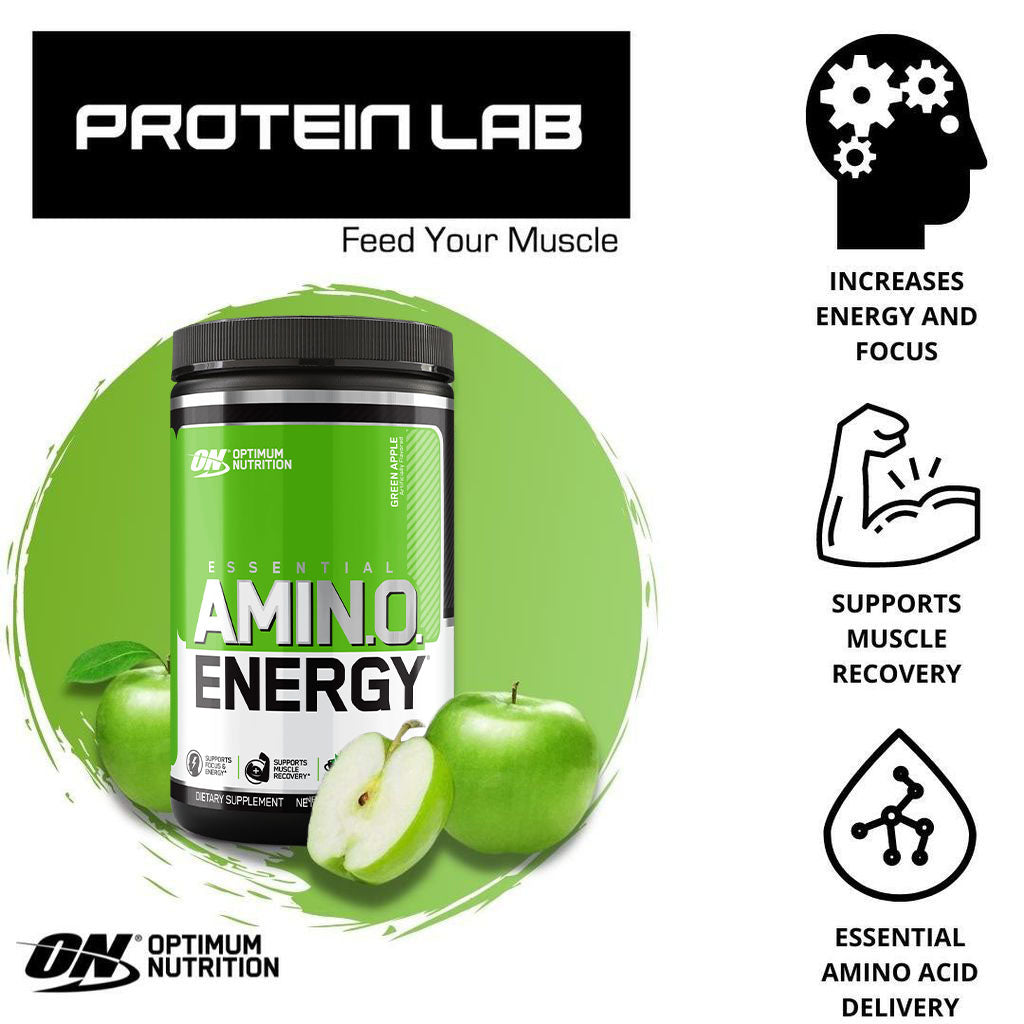 Optimum Nutrition Amino Energy For Energy & Muscle Recovery - Green Apple, 270g - 30 Servings - Easy Pharmacy LLC