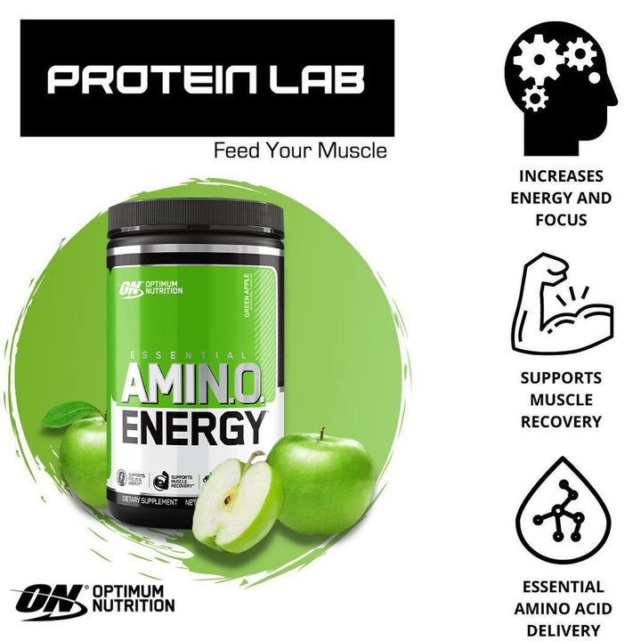 Optimum Nutrition Amino Energy For Energy & Muscle Recovery - Green Apple, 270g - 30 Servings - Easy Pharmacy LLC