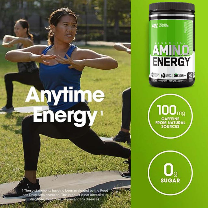 Optimum Nutrition Amino Energy For Energy & Muscle Recovery - Green Apple, 270g - 30 Servings - Easy Pharmacy LLC