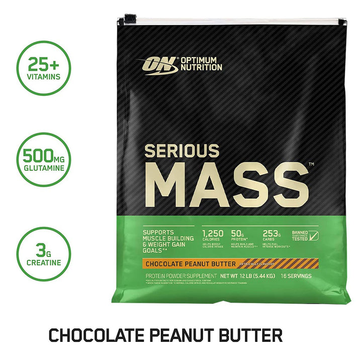 Optimum Nutrition Serious Mass Protein Powder Chocolate Peanut Butter 12lb - Easy Pharmacy LLC
