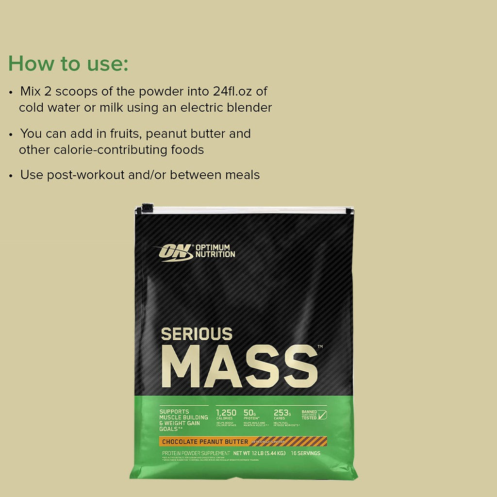 Optimum Nutrition Serious Mass Protein Powder Chocolate Peanut Butter 12lb - Easy Pharmacy LLC