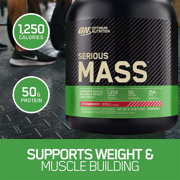 Optimum Nutrition Serious Mass Strawberry Flavor Protein Powder 6lb - Easy Pharmacy LLC