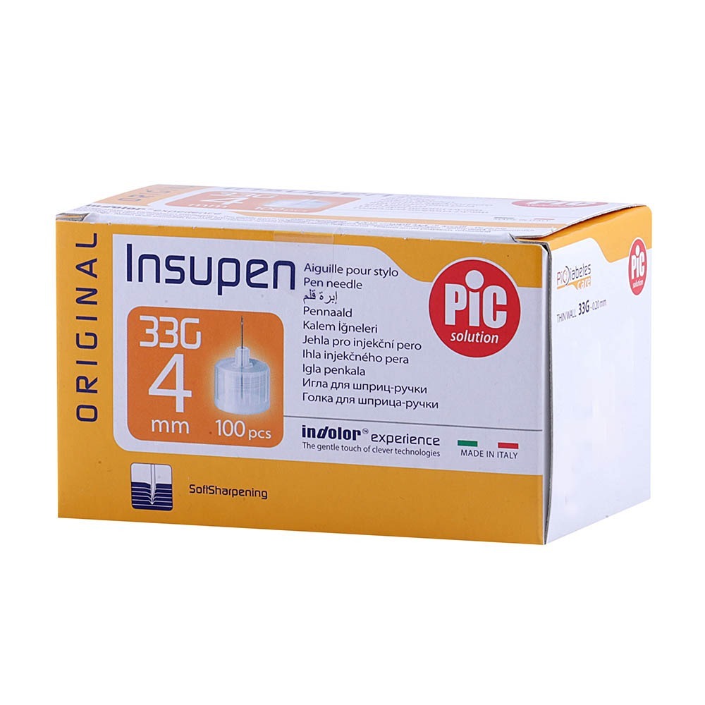 Pic Solution Insupen 4 mm Insulin Pen Needle 33G 100's - Easy Pharmacy LLC