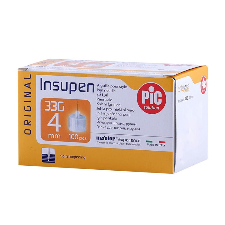 Pic Solution Insupen 4 mm Insulin Pen Needle 33G 100's - Easy Pharmacy LLC