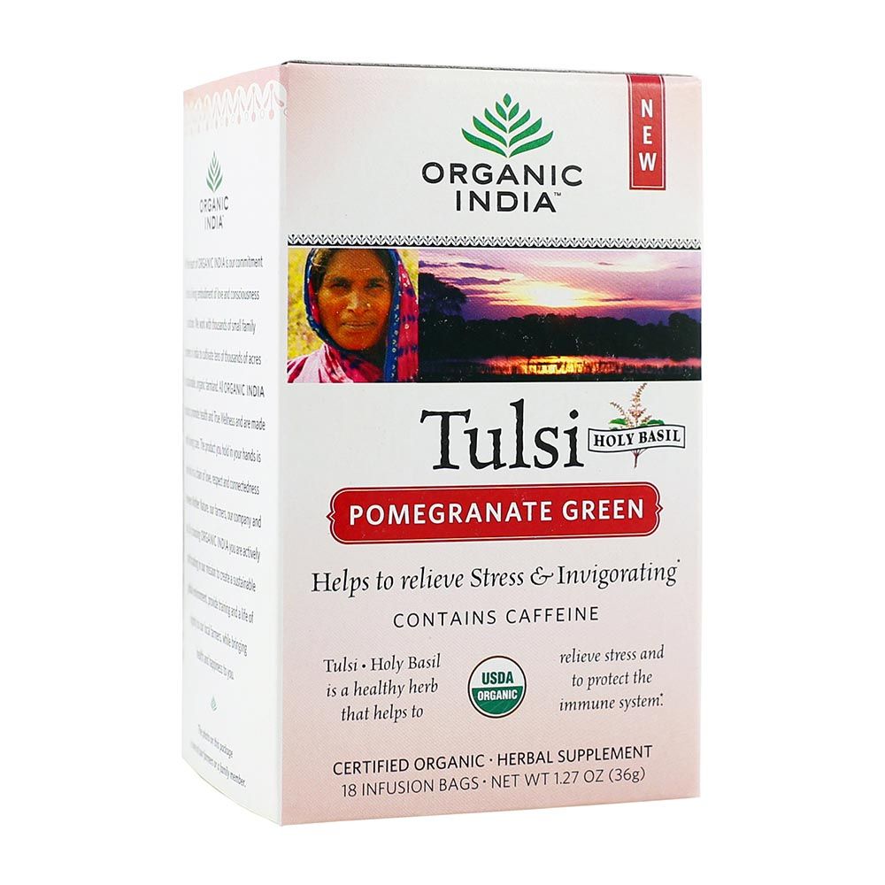 Organic India Tulsi Pomegranate Green Tea Bag 18's - Easy Pharmacy LLC