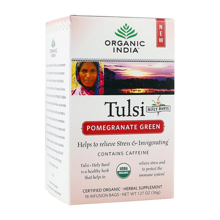 Organic India Tulsi Pomegranate Green Tea Bag 18's - Easy Pharmacy LLC