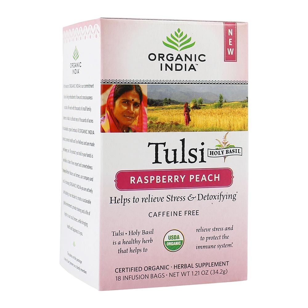 Organic India Tulsi Raspberry Peach Tea Bag 18's - Easy Pharmacy LLC
