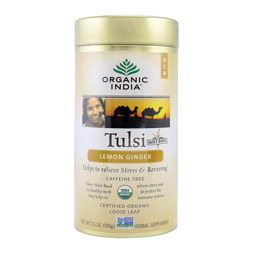 Organic India Tulsi Lemon Ginger Tea Loose Leaf 100 g - Easy Pharmacy LLC