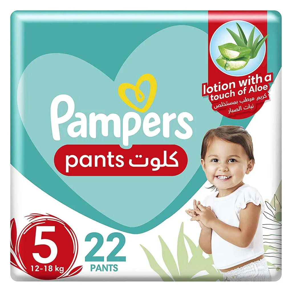 Pampers Baby Diaper Pants With Aloe Vera, Size 5, 12-18Kg, Pack of 22's - Easy Pharmacy LLC