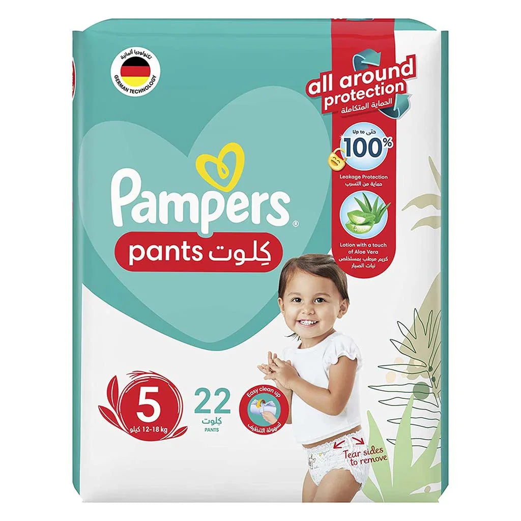 Pampers Baby Diaper Pants With Aloe Vera, Size 5, 12-18Kg, Pack of 22's - Easy Pharmacy LLC