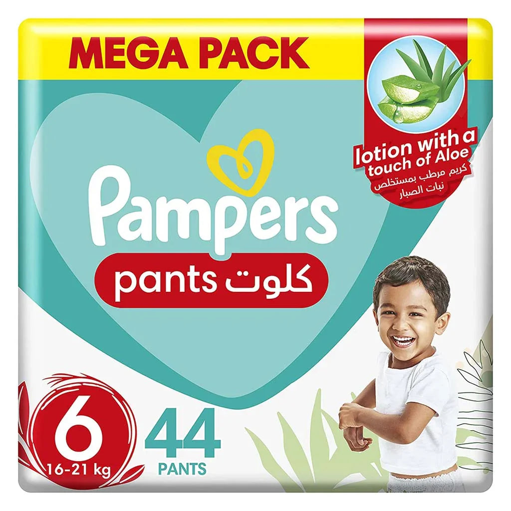 Pampers Baby Diaper Pants With Aloe Vera, Size 6, 16-21Kg, Mega Pack of 44's - Easy Pharmacy LLC