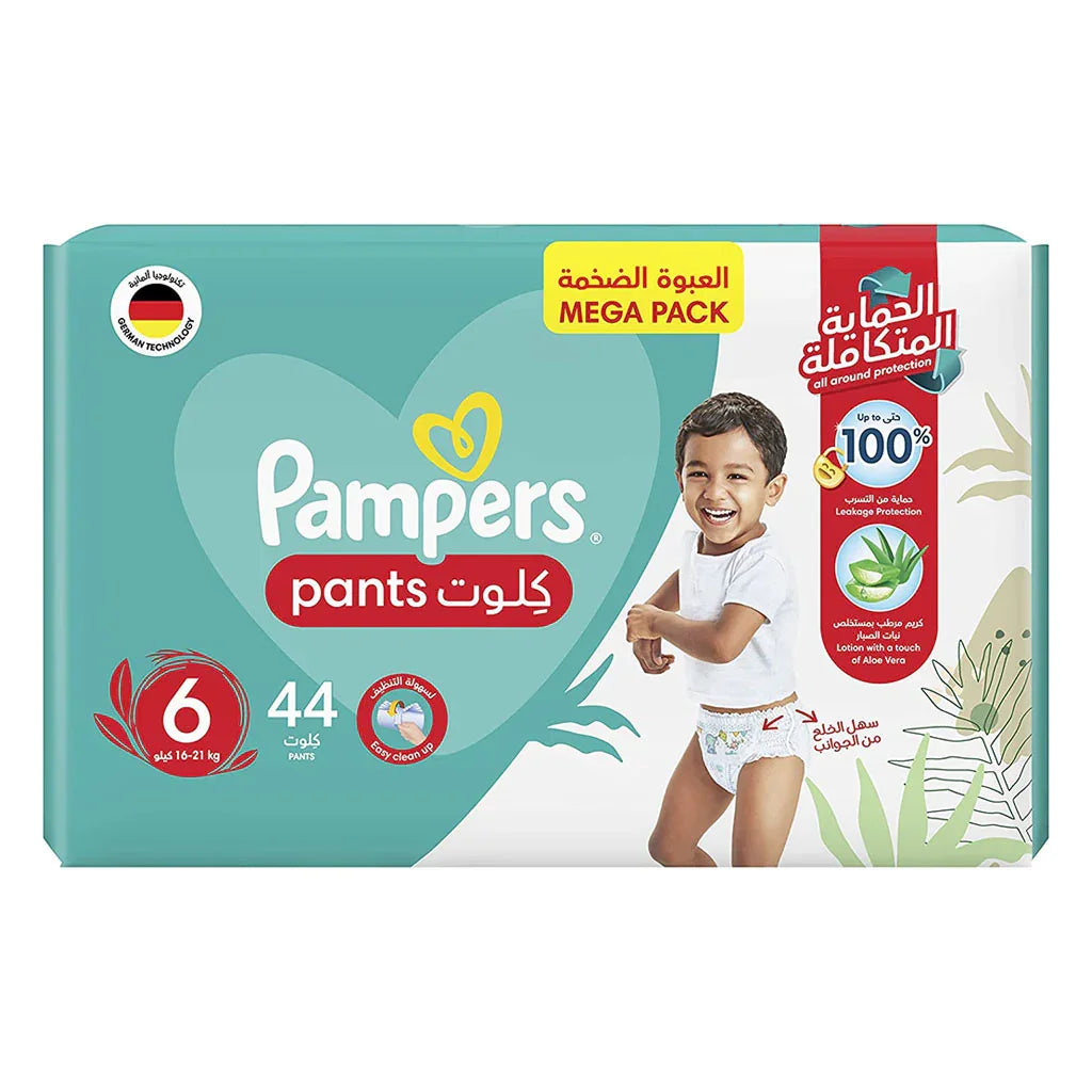 Pampers Baby Diaper Pants With Aloe Vera, Size 6, 16-21Kg, Mega Pack of 44's - Easy Pharmacy LLC