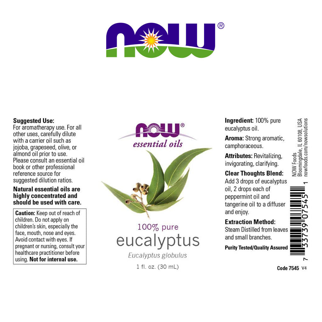 Now Essential Oils Eucalyptus Oil For Aromatherapy 30ml - Easy Pharmacy LLC