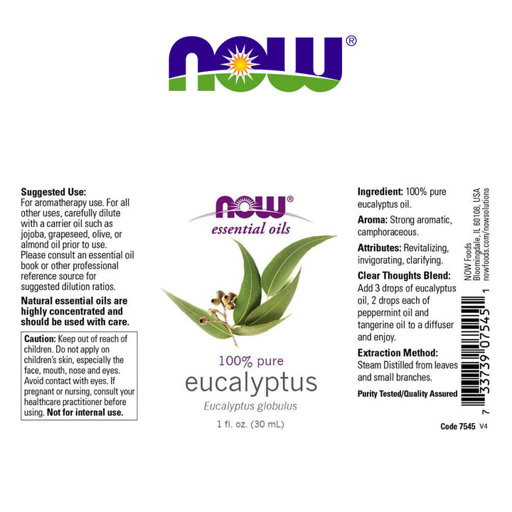 Now Essential Oils Eucalyptus Oil For Aromatherapy 30ml - Easy Pharmacy LLC