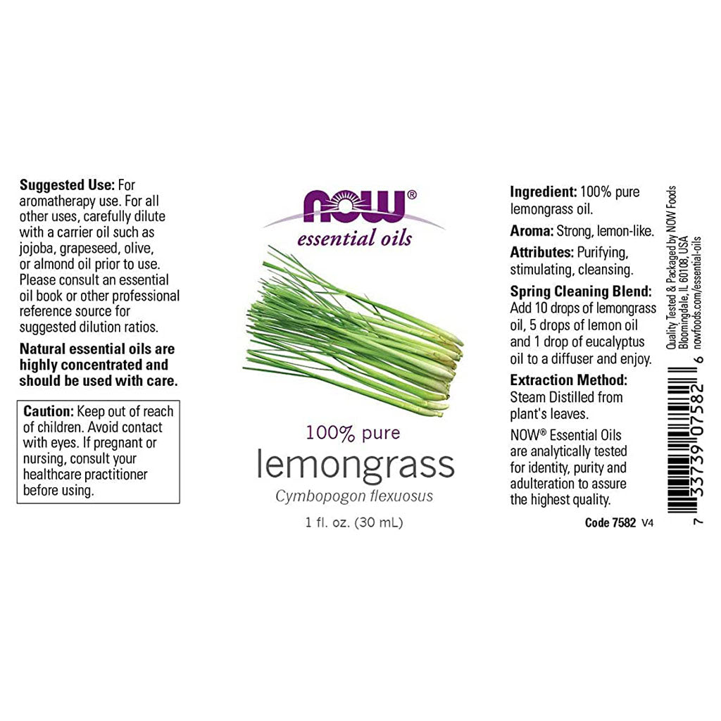 Now Essential Oils Lemongrass Oil For Aromatherapy 30ml - Easy Pharmacy LLC