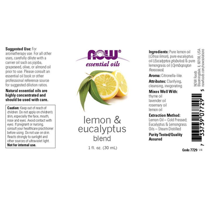 Now Essential Oils Lemon & Eucalyptus Blend For Aromatherapy 30ml - Easy Pharmacy LLC