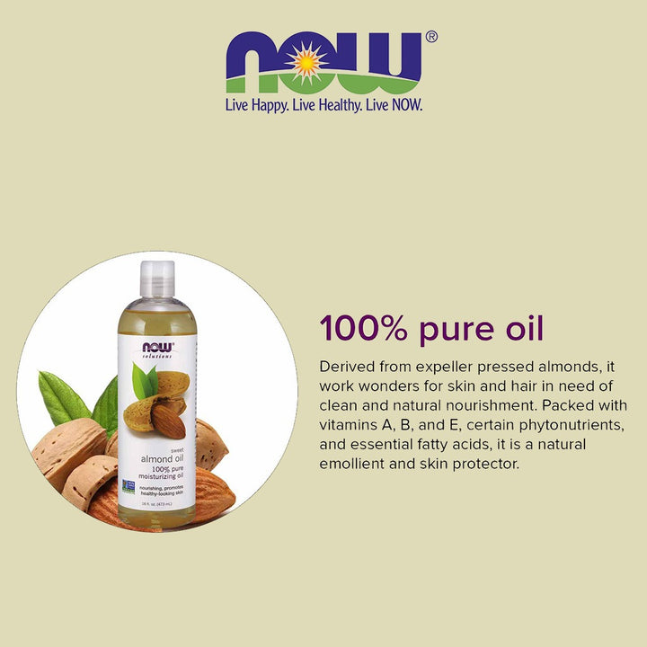 Now Solutions 100% Pure Sweet Almond Moisturizing Oil 473ml - Easy Pharmacy LLC