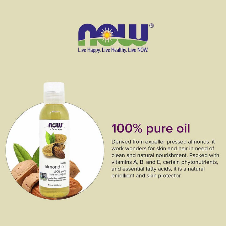 Now Solutions 100% Pure Sweet Almond Moisturizing Oil 118ml - Easy Pharmacy LLC