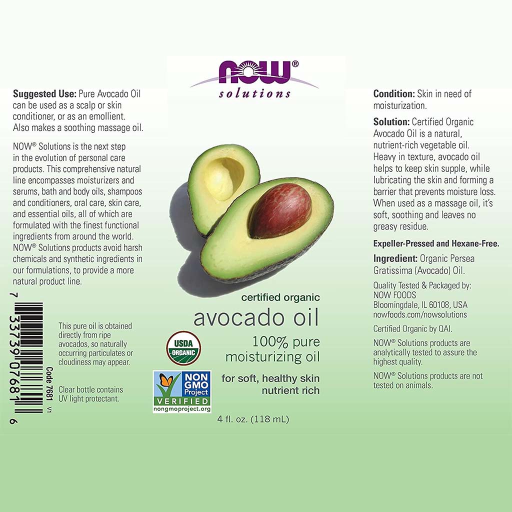 Now Solutions Avocado Moisturizing Oil For Skin & Hair 118ml - Easy Pharmacy LLC