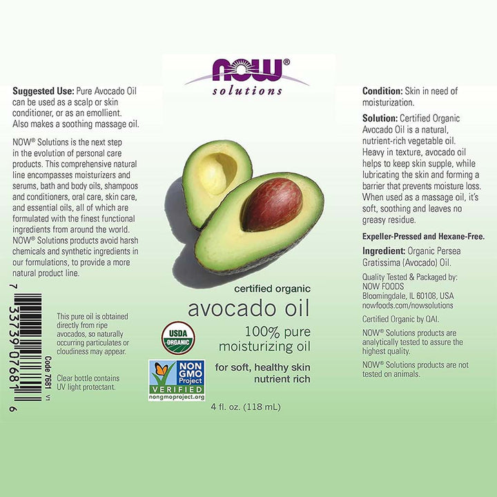 Now Solutions Avocado Moisturizing Oil For Skin & Hair 118ml - Easy Pharmacy LLC