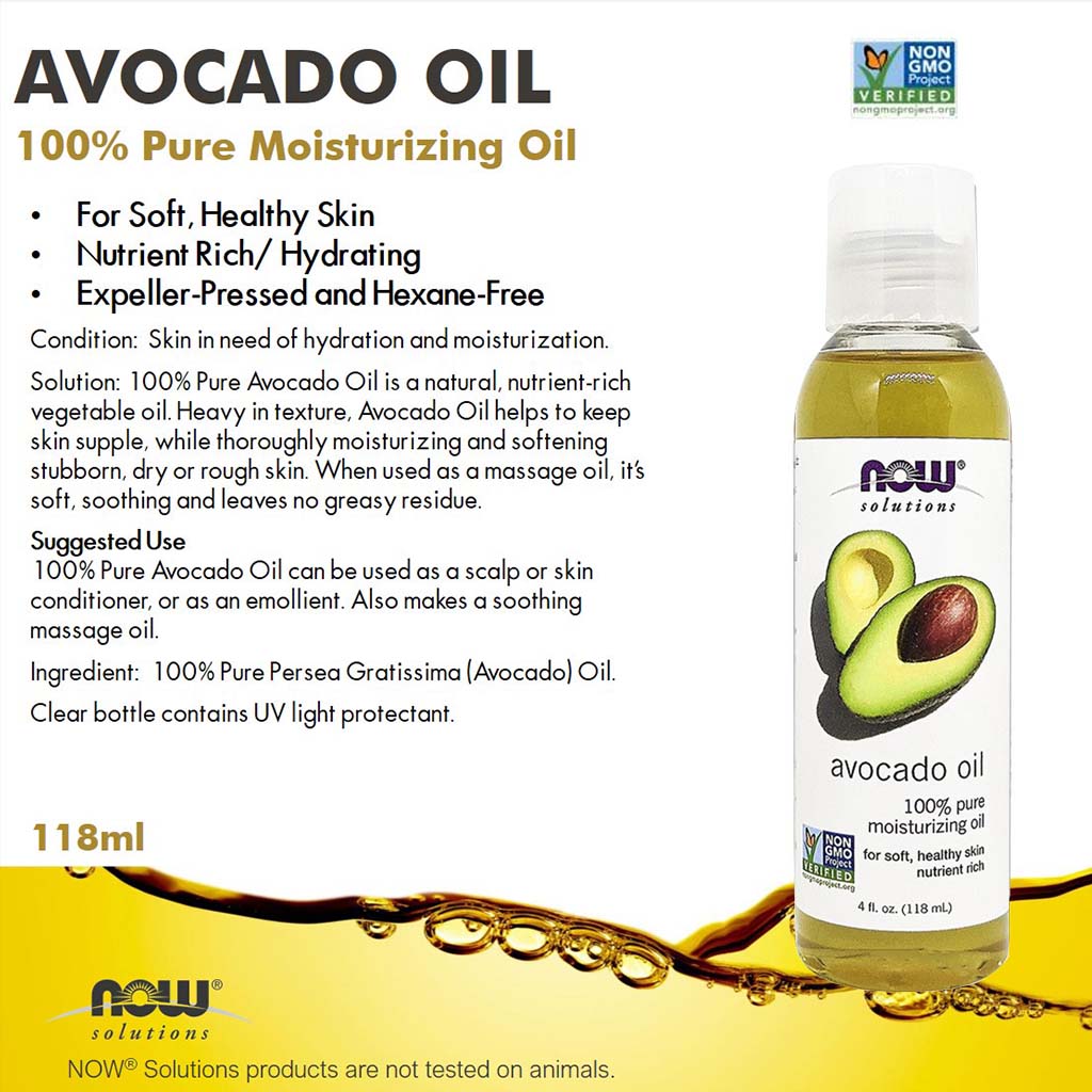 Now Solutions Avocado Moisturizing Oil For Skin & Hair 118ml - Easy Pharmacy LLC