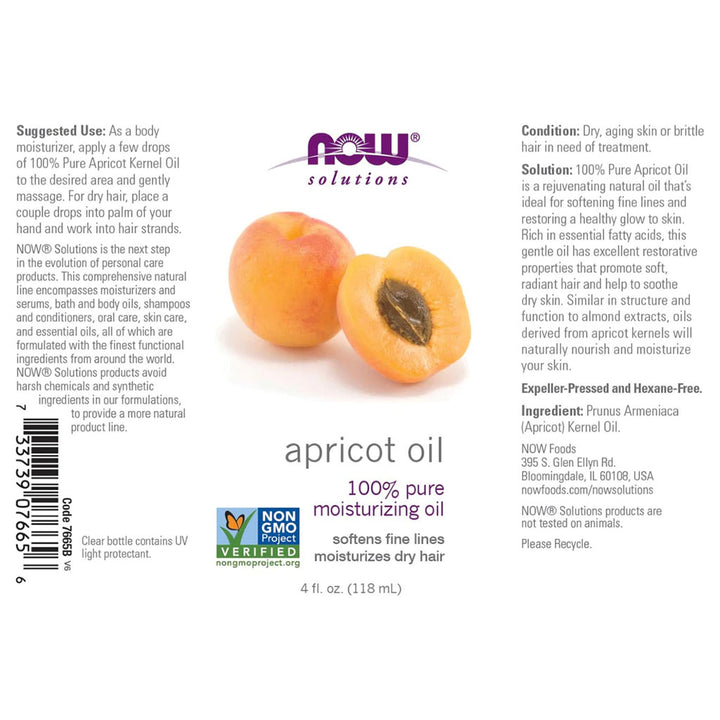 Now Solutions Apricot Kernel Moisturizing Oil For Skin & Hair 118ml - Easy Pharmacy LLC