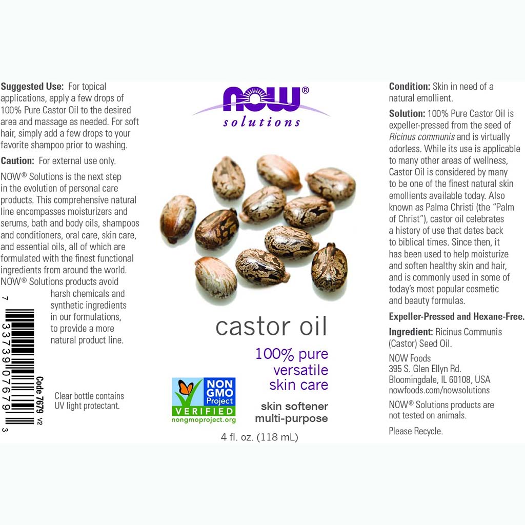 Now Solutions Castor Oil 100% Pure Skin Softener 118ml - Easy Pharmacy LLC