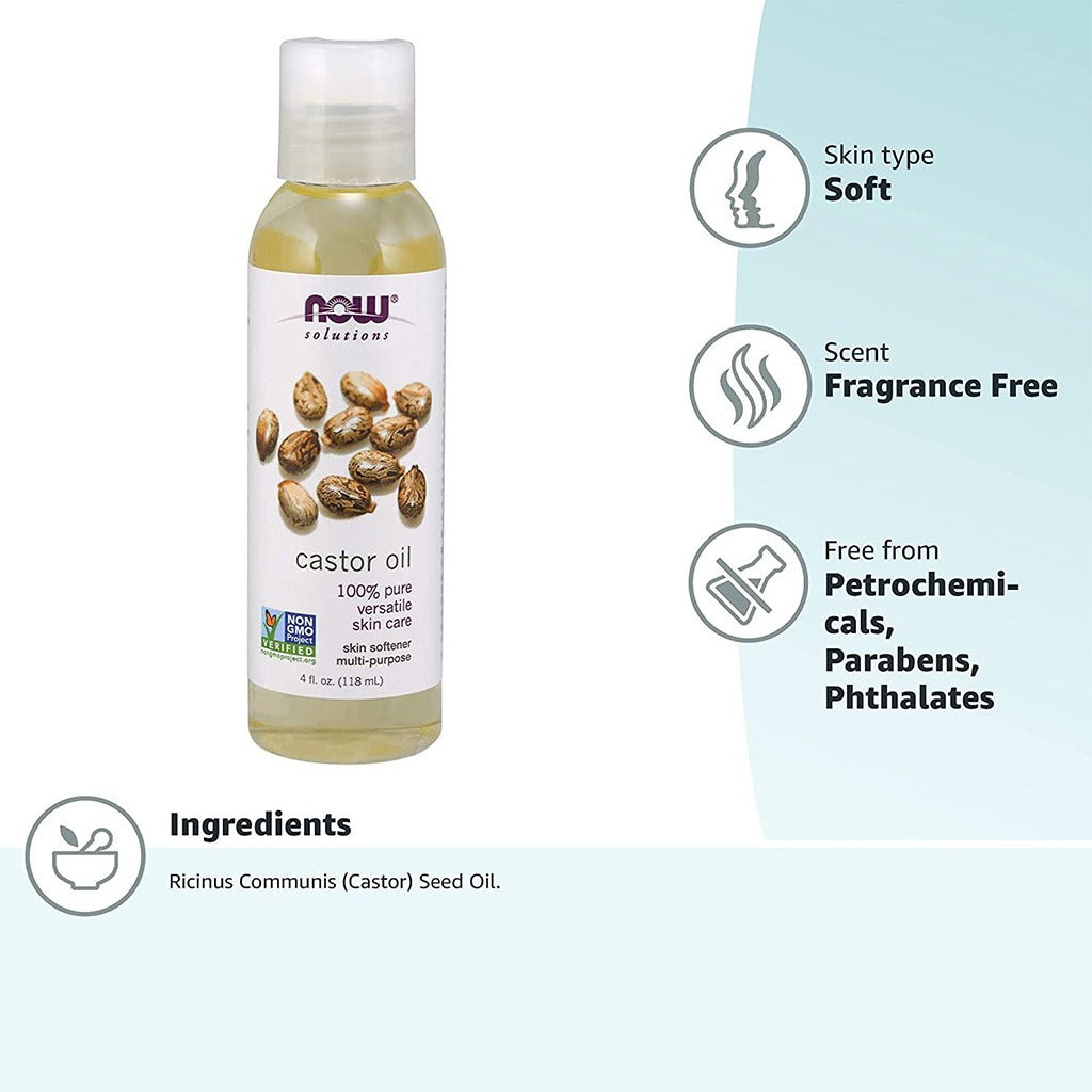 Now Solutions Castor Oil 100% Pure Skin Softener 118ml - Easy Pharmacy LLC