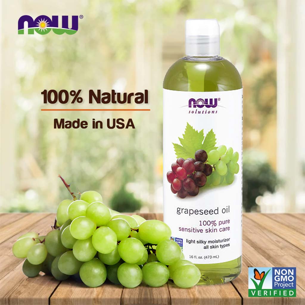 Now Solutions 100% Pure Grapeseed Oil For Sensitive Skin Care 118ml - Easy Pharmacy LLC