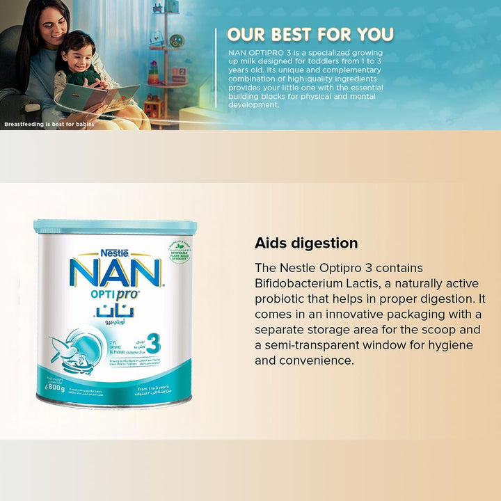 Nestle NAN Optipro Stage 3 Toddlers Milk Formula For 1 To 3 Years 800g - Easy Pharmacy LLC