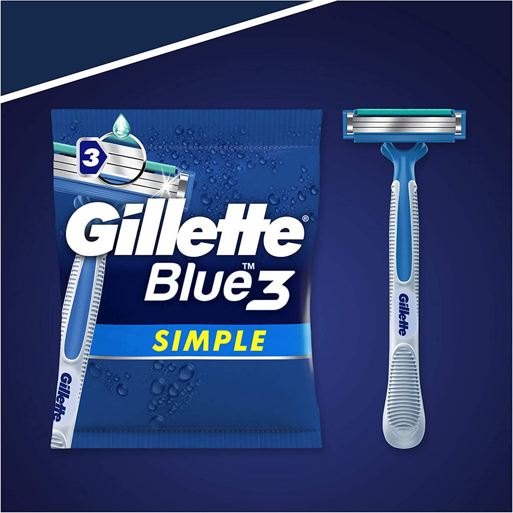 Gillette Blue Simple 3 Men's Disposable Razor, Pack of 8’s - Easy Pharmacy LLC