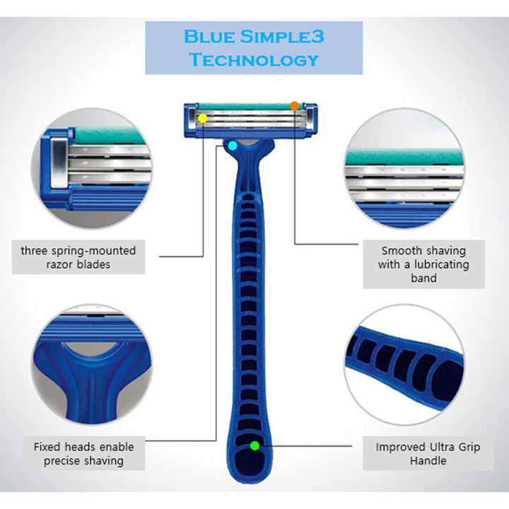 Gillette Blue Simple 3 Men's Disposable Razor, Pack of 8’s - Easy Pharmacy LLC