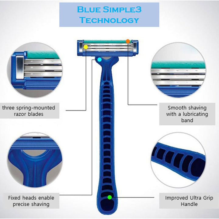 Gillette Blue Simple 3 Men's Disposable Razor, Pack of 5's - Easy Pharmacy LLC