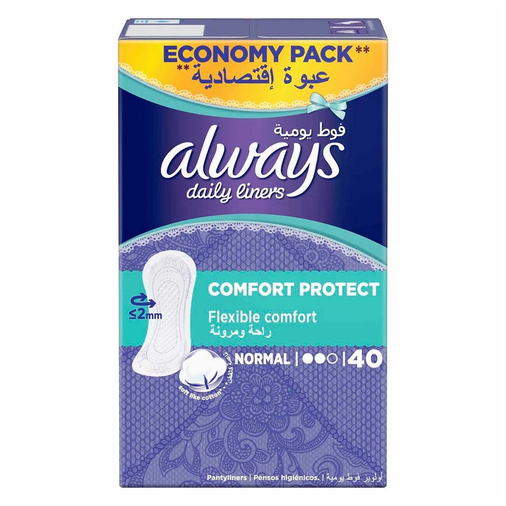 Always Daily Liners Comfort Protect, Normal Pantyliners, Pack of 40's - Easy Pharmacy LLC