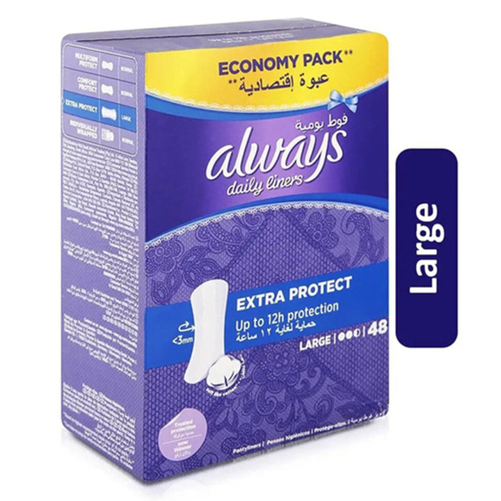 Always Daily Liners Extra Protect Large Pantyliners, Pack of 48's  - Easy Pharmacy LLC