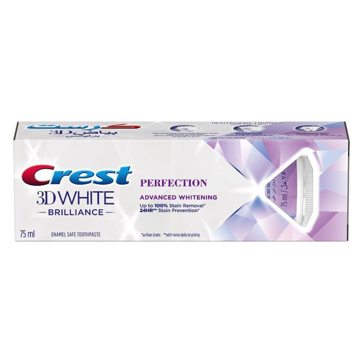 Crest 3D White Brilliance, Perfection, Advanced Whitening, Enamel Safe Toothpaste 75ml - Easy Pharmacy LLC