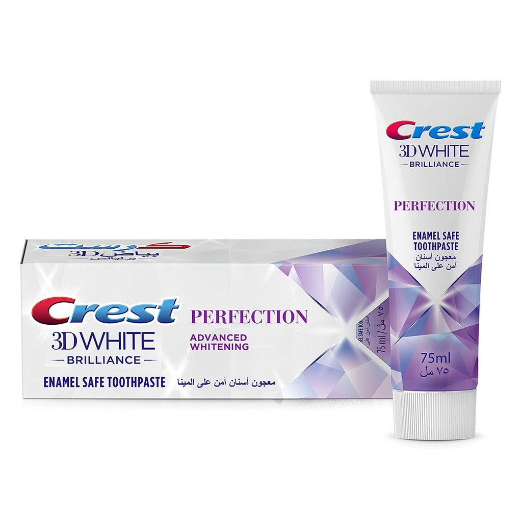 Crest 3D White Brilliance, Perfection, Advanced Whitening, Enamel Safe Toothpaste 75ml - Easy Pharmacy LLC